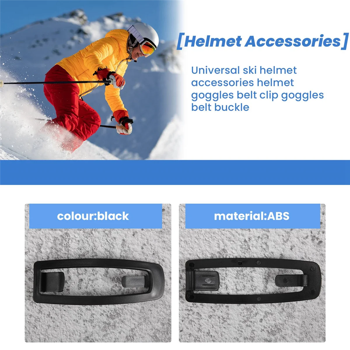 

ABAZJ Universal Ski Helmet Accessories Helmet Goggles Belt Clip Goggles Belt Buckle