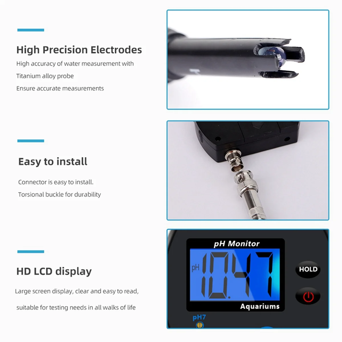 

QA06R Digital Ph Meter Aquarium Drinking Water Online PH Monitor Professional Accurate Water Quality Tester EU Plug