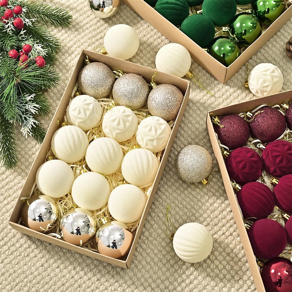 

6cm Velvet Christmas Balls Red for Xmas Tree Flocked Xmas Ball Hanging Pendents Festival Party Home Decor Supplies Party Decor