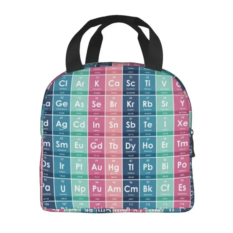 Elements of The Periodic Table Thermal Insulated Lunch Bag Women Education Student Resuable Lunch Tote for School Food Box