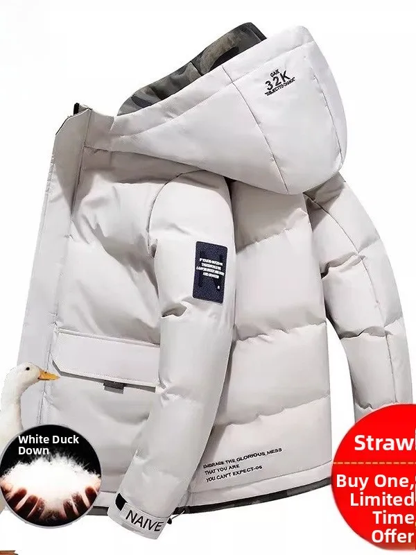 Chaqueta de Plumón uesa para Hombre, Abrigo Cálido Hoado de Estilo Casual, Chaqueta Acolchada de Aodón con Capucha, Pre...