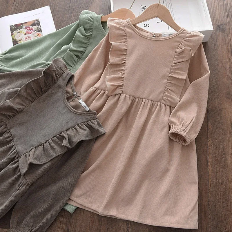 

Casual Girls Dresses Fashion Kids Clothes Girl Long Sleeve Dress Children Princess Dresses Baby Girls Clothing Outfits