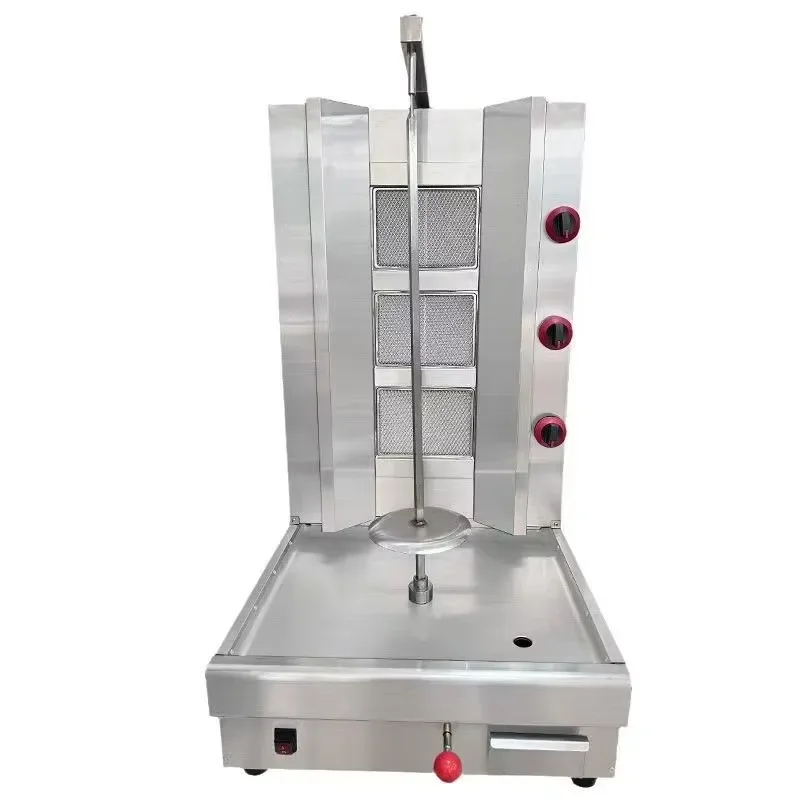 Three Head Gas Shawarma Machine High Efficiency LPG 23kg Large Capacity Commercial Kitchen Restaurant Catering Equipment