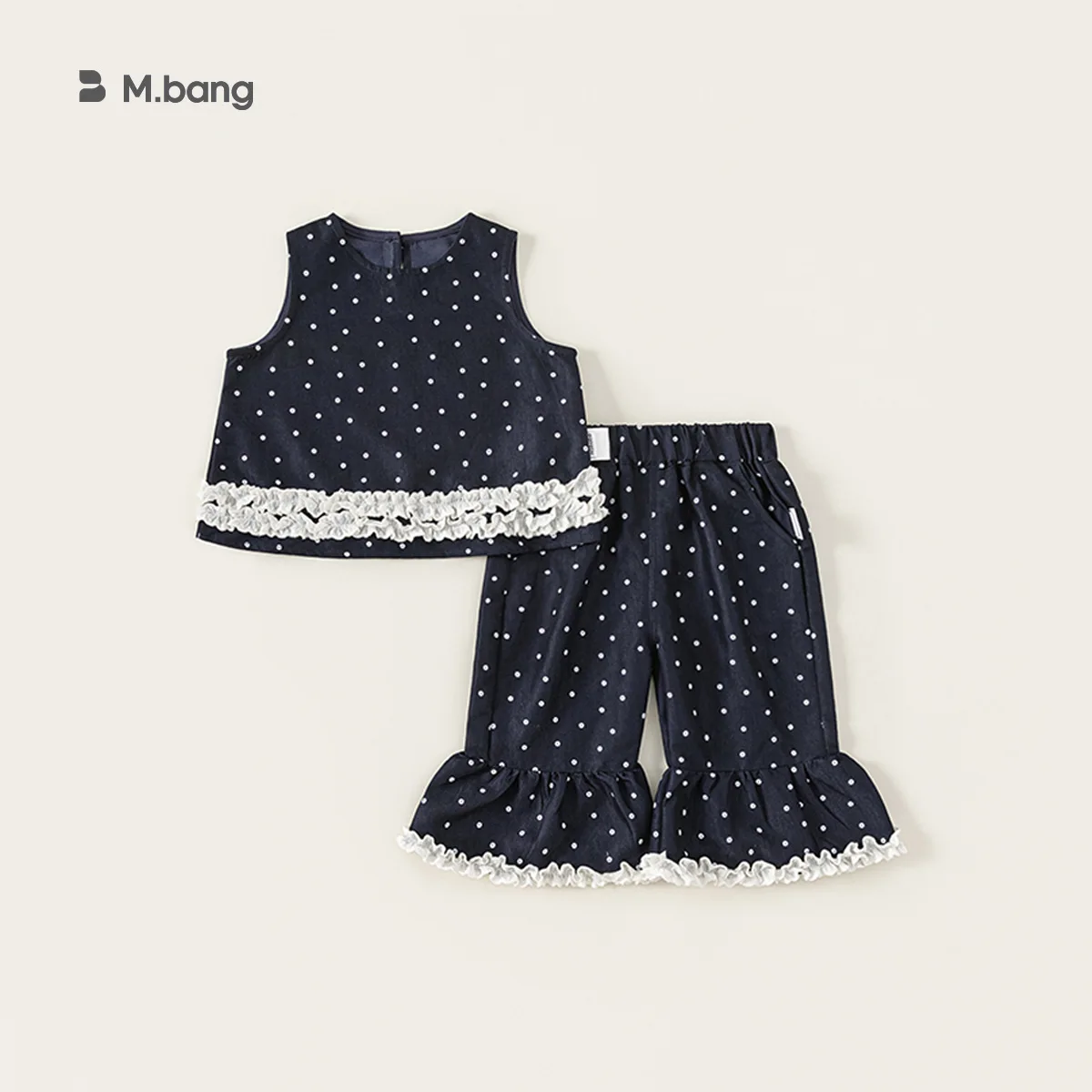 Children's Clothing Mori Girls' Suit Full of Printed Sleeveless Vest Top Lace Flared Pants Children's Two-piece Set Trendy