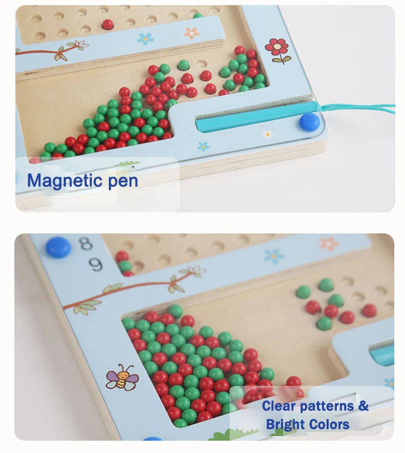 Montessori Magnetic Maze Game Math Multiplication Table Counting Board Toys Wooden Beads Puzzle Educational Learning Activity