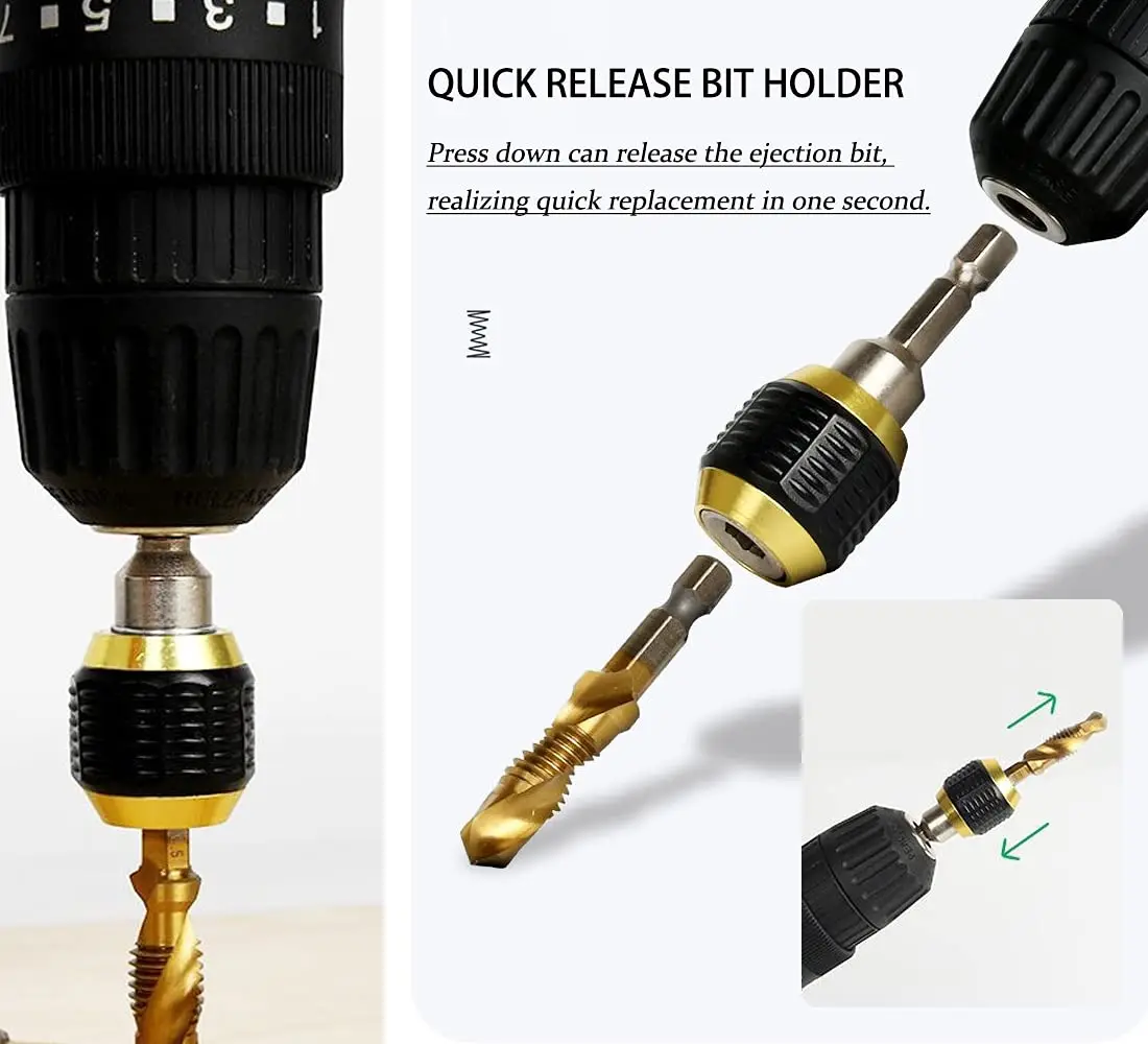Strumento per cacciavite di conversione per trapano elettrico con asta di prolunga con impugnatura esagonale autobloccante a sgancio rapido pop-up a testa grande