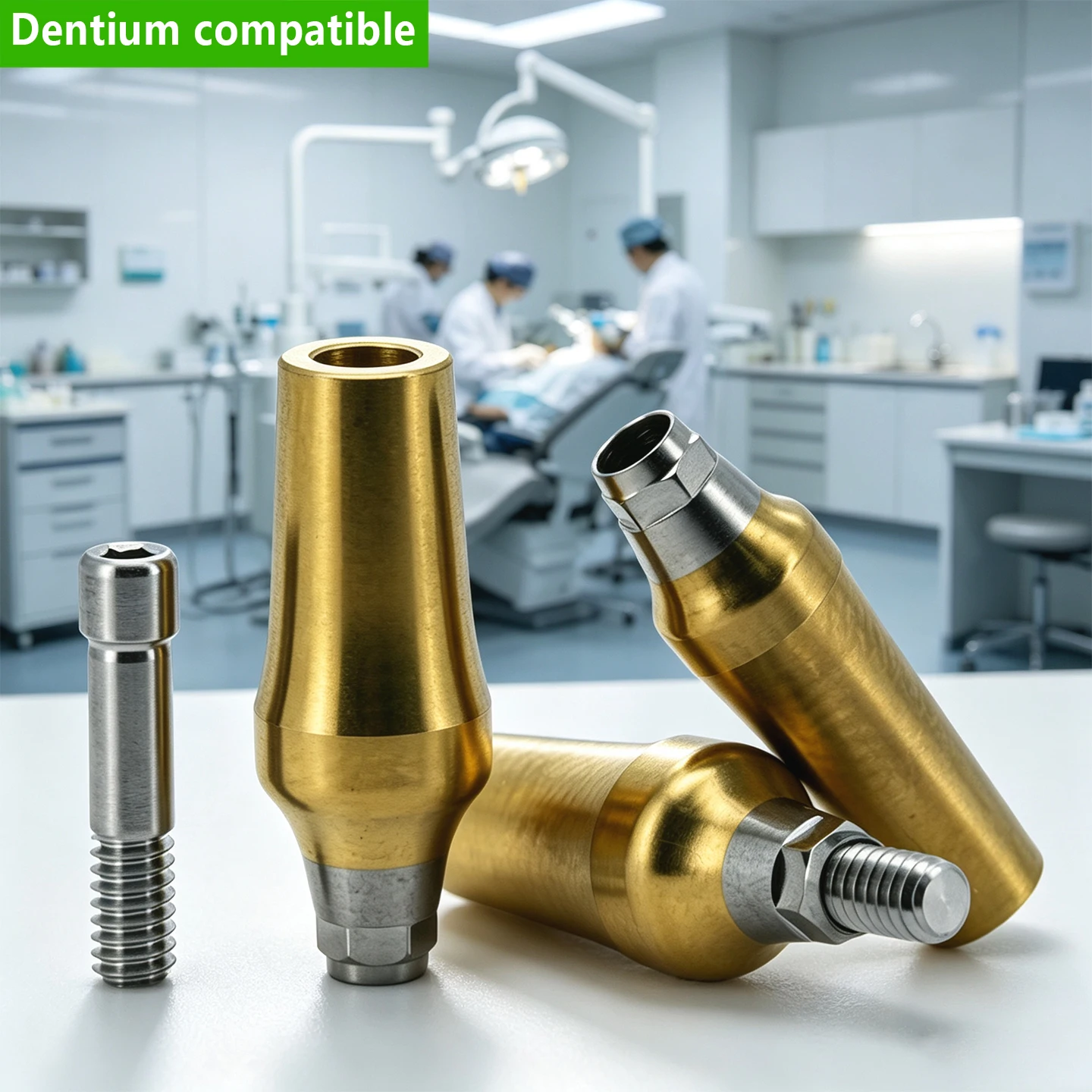 Dental Implant Milling Abutment Grade 5 Titanium Straight Cemented CAD CAM Compatible Fit Dentium OEM ODM Dental Lab Consumables