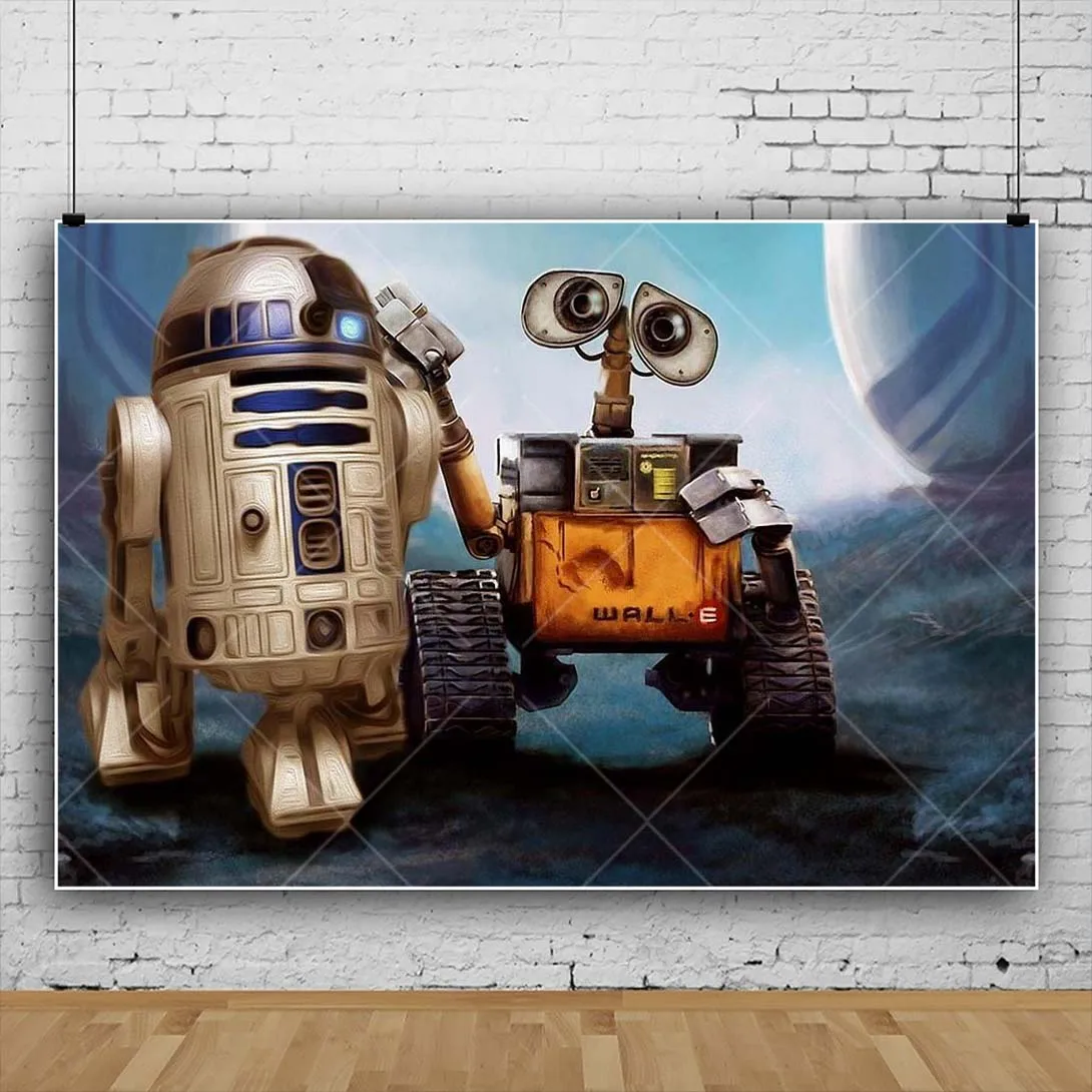 Cartoon WALL-E Theme Baby Kid Boy Girl Birthday Party Backdrop Disney Movie Wall-E Custom Kid Room Photo Poster Decor Background