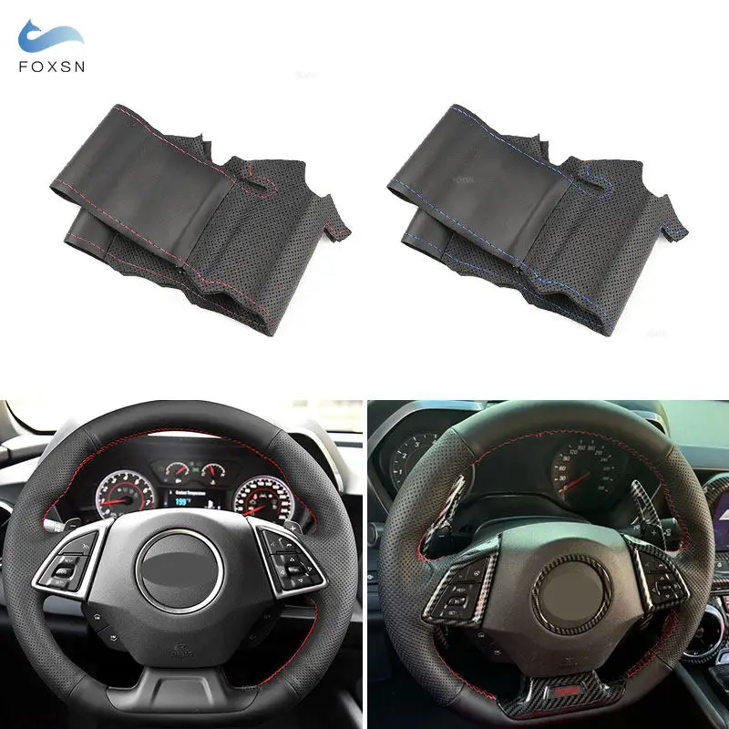 

Для Chevrolet Camaro 2016 2017 2018 2019 2020 2021 2022 2023 2024 автомобильные аксессуары чехол на руль кожаная отделка из микрофибры