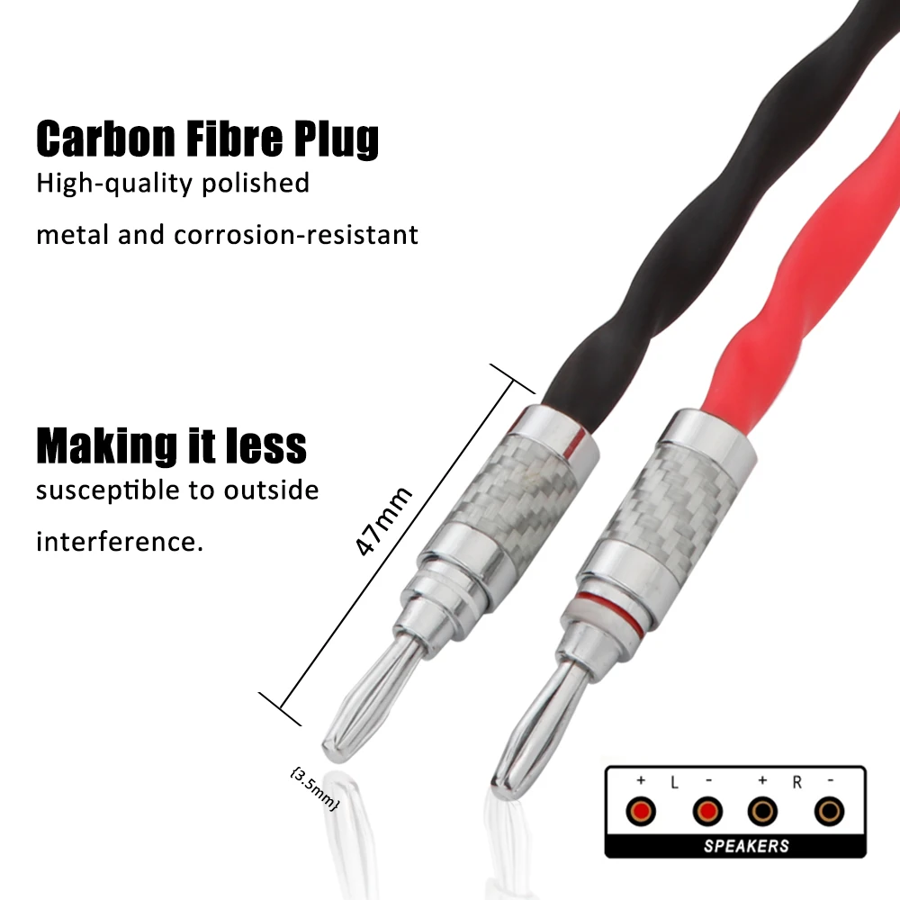 

Preffair High Quality OCC Silver Plated Speaker Cable with Carbon Fiber Rhodium Plated Banana Plug Speaker Cable for Amplifiers