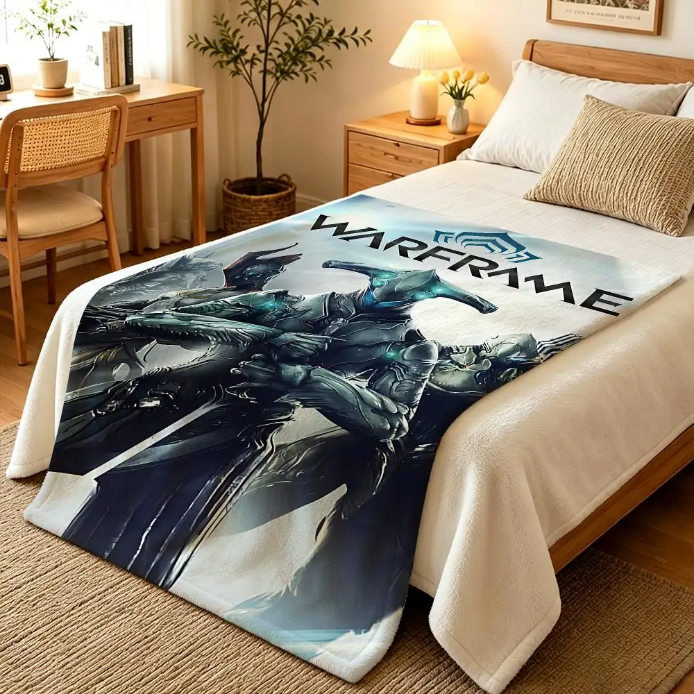Game SciFi Action Warframe Throw Blankets Soft Warm Flannel Blanket Bedding for Bed Living room Home Sofa