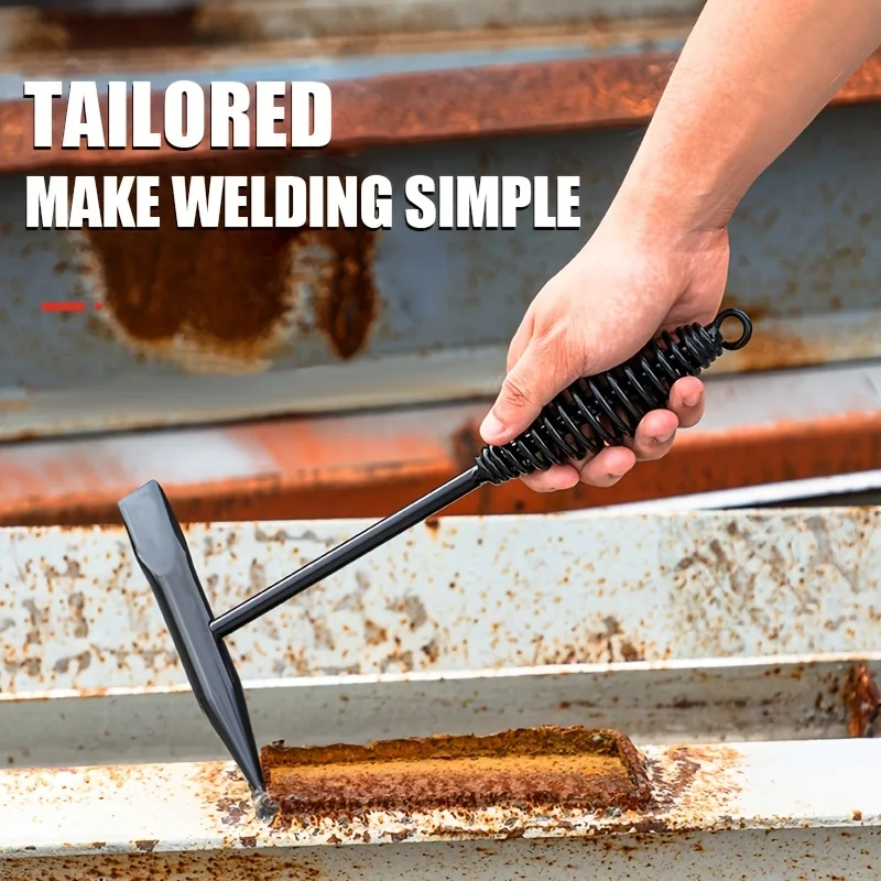 Welding Chipping Hammer/Slag Hammer with Coil Spring Handle, Forge Hardended Steel Industrial Welding Hammer
