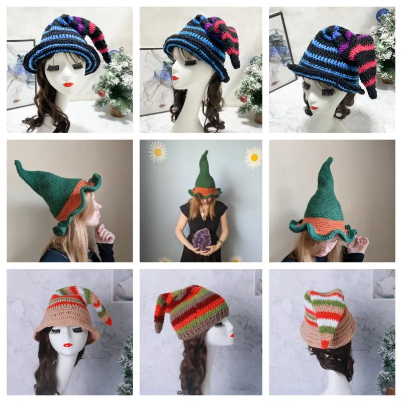 Women Hat Knitted Halloween Witch Hats  Party Costume Headgear Devil Cap  Props Festival  Decoration 할로윈