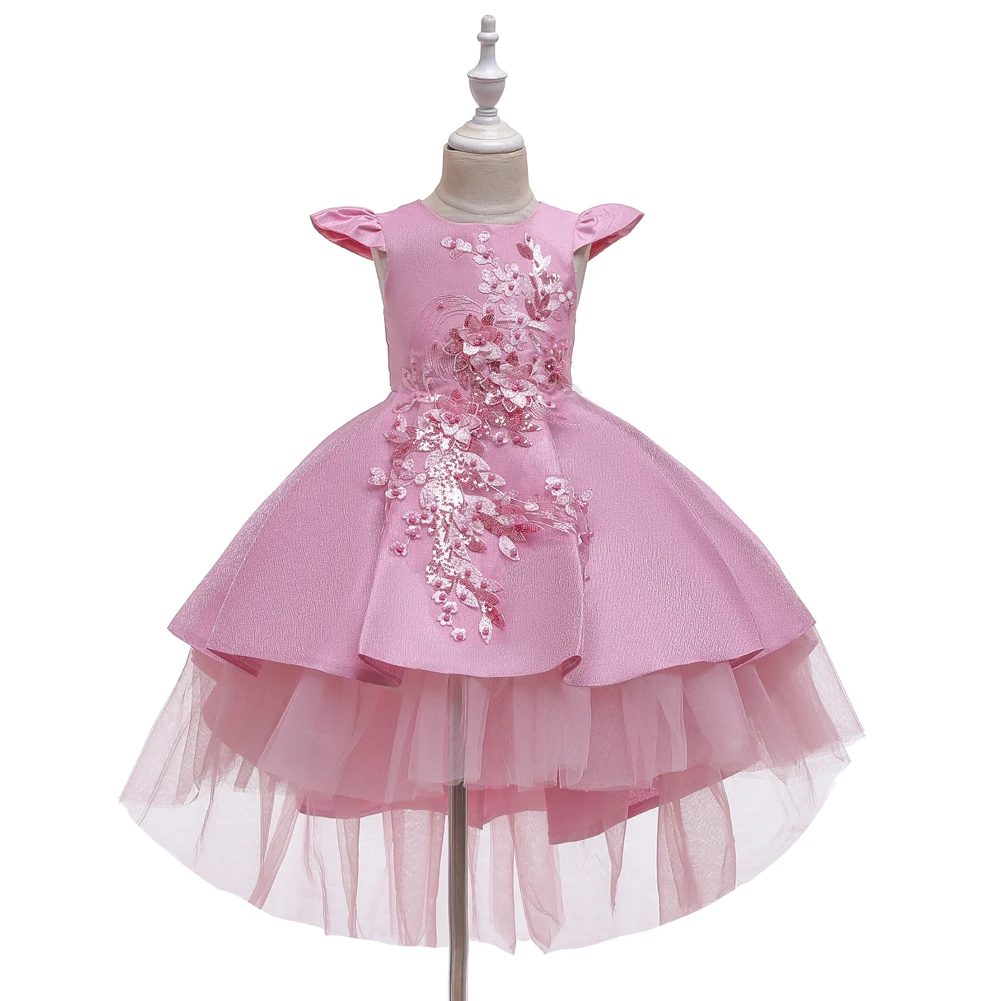 Girls Party Dresses 6 Colors 110cm-160cm Wedding Ball Gown Children Performance Trailing Skirt Baby Elegant Vestidos