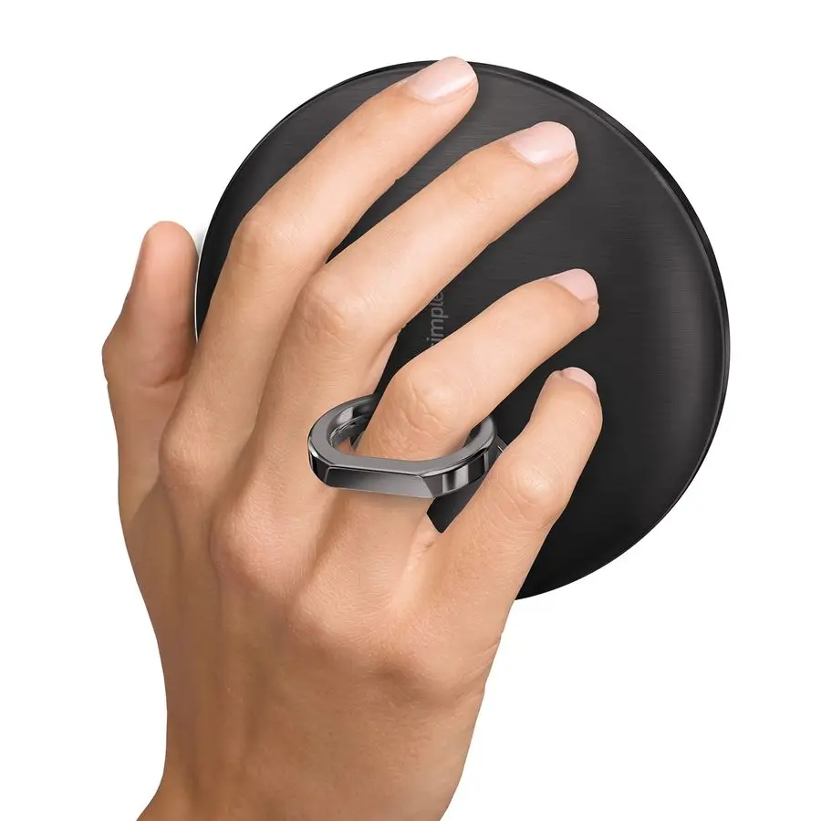 Miroir à capteur, miroir grossissant de maquillage compact éclairé avec lumière, rond, format voyage, acier inoxydable noir