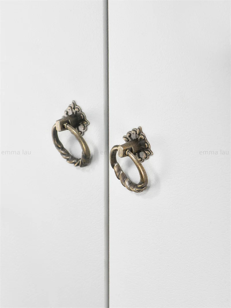 6/10 pcs Retro Vintage Cabinet Door Handle Pulls Antique Bronze Cupboard Wardrobe Ring Handles Drawer Knob For Furniture Decor