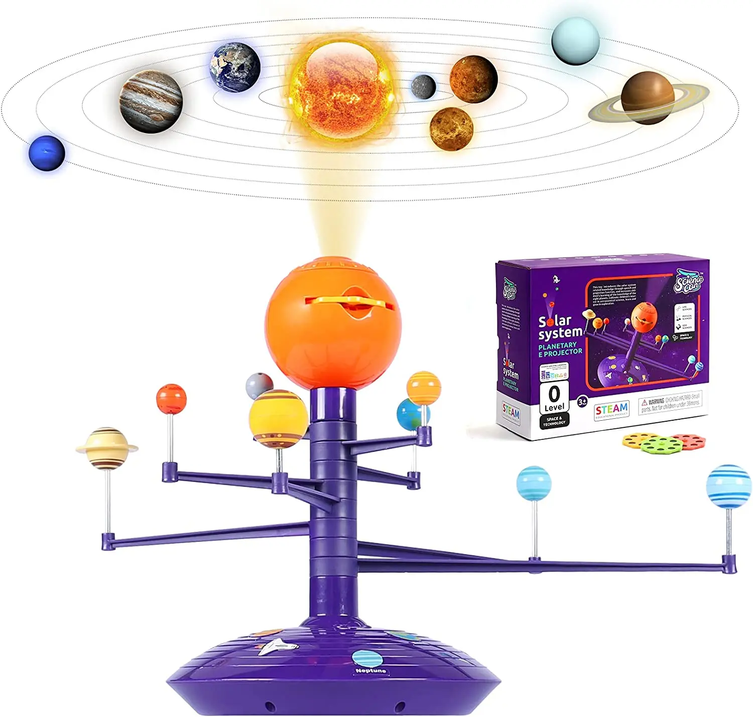 Solar System Planetary Model 8 Planets Set Kids Science steam Projector Puzzle Toys Rotating Astrometer for Baby Education Toys