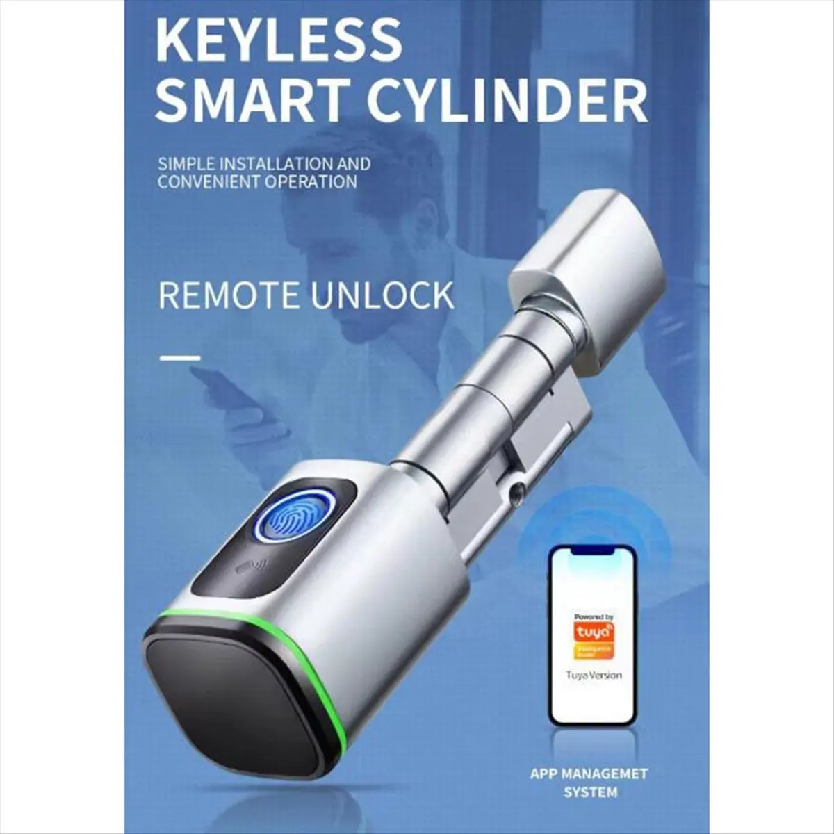 

A74U Intelligent Lock Cylinder Tong Tong APP Card Anti-Theft Gate Fingerprint Lock Replacement Lock Cylinder,A