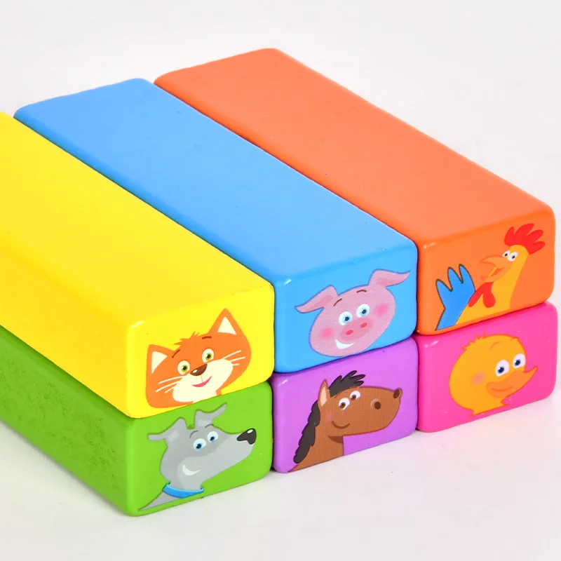 大型 54 ピース積み重ねビルディングブロックおもちゃカラー印刷積み重ねパズル子供用パズル木製