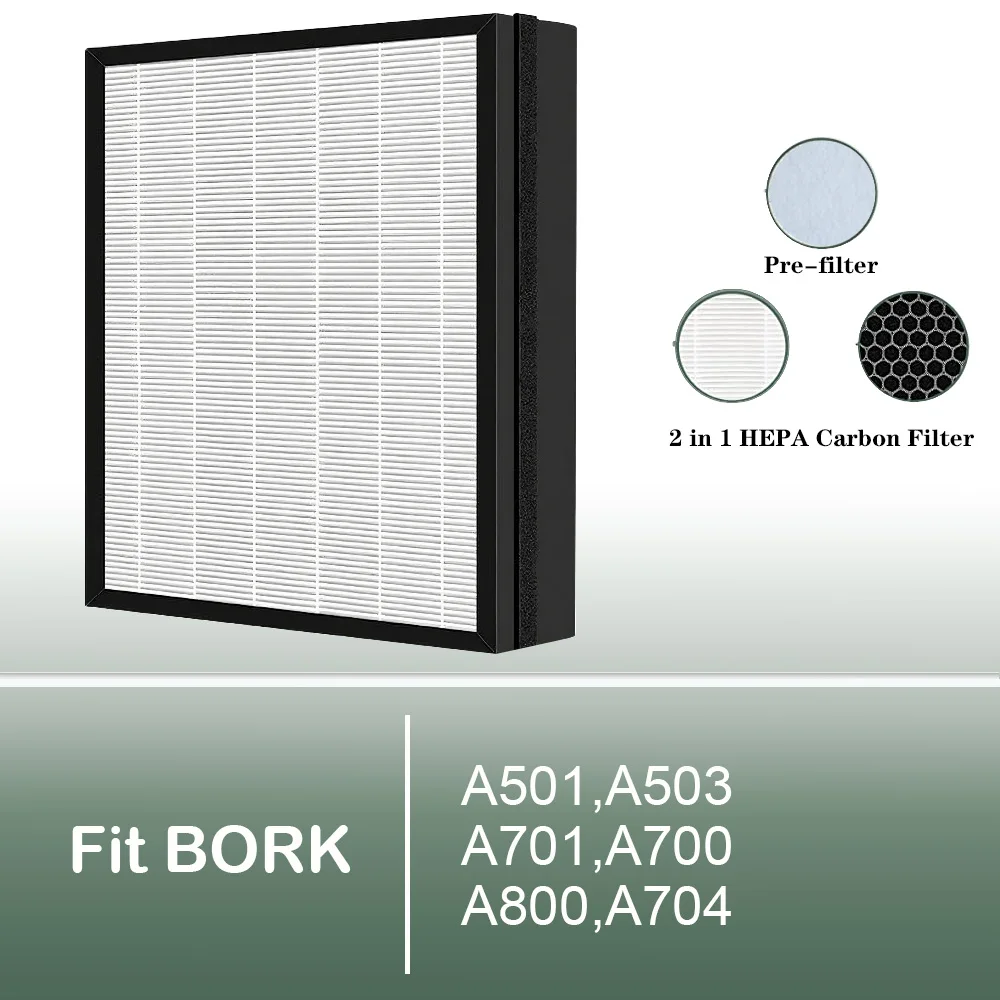 Совместим с очистителем воздуха BORK A501, A503, A701, A700, A800, A704, сменным 2 В углеродным комбинированным фильтром HEPA