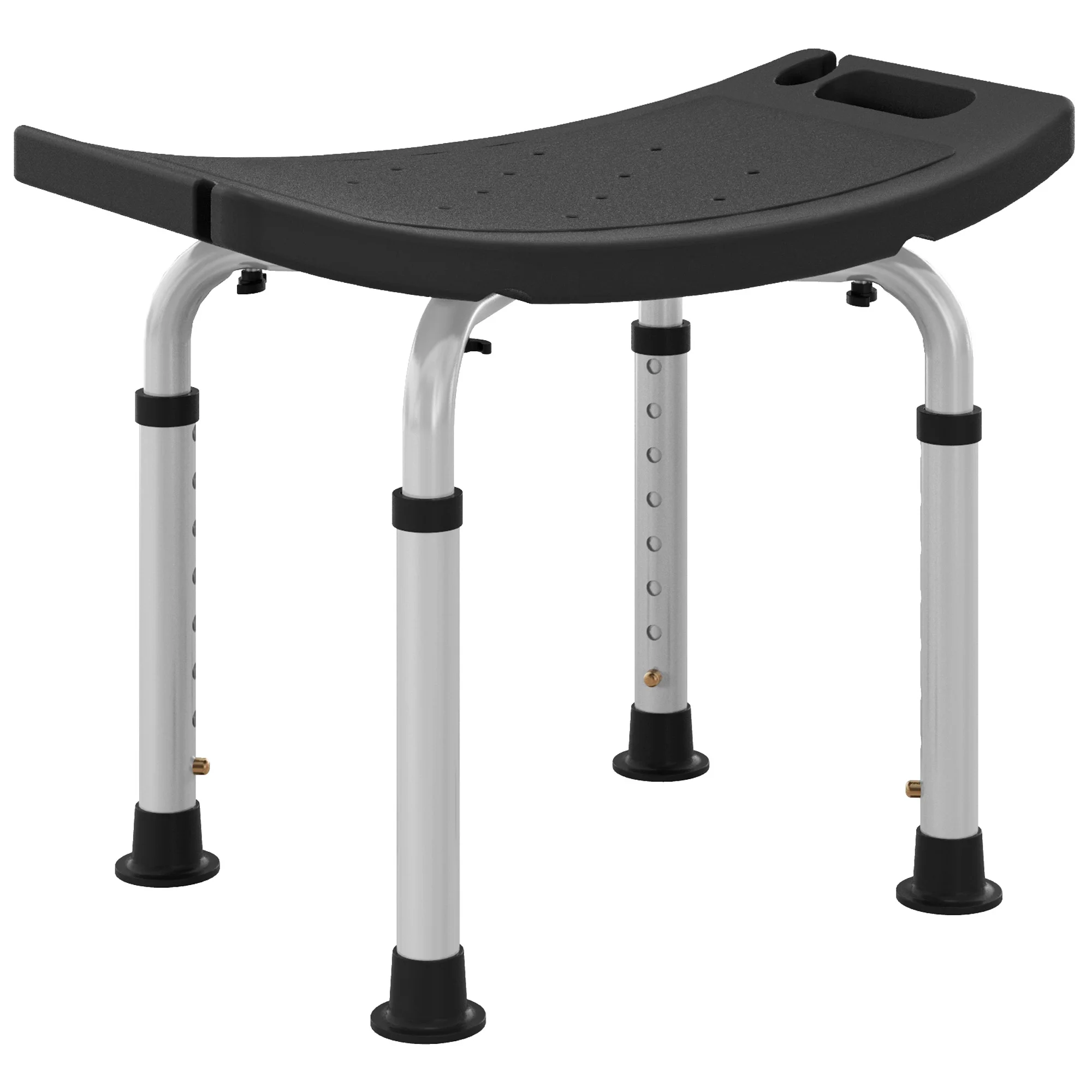 HOMCOM Taburete de Ducha Silla Ducha Personas Mayores con Altura Regulable de Aluminio Antideslizante Carga 135 kg