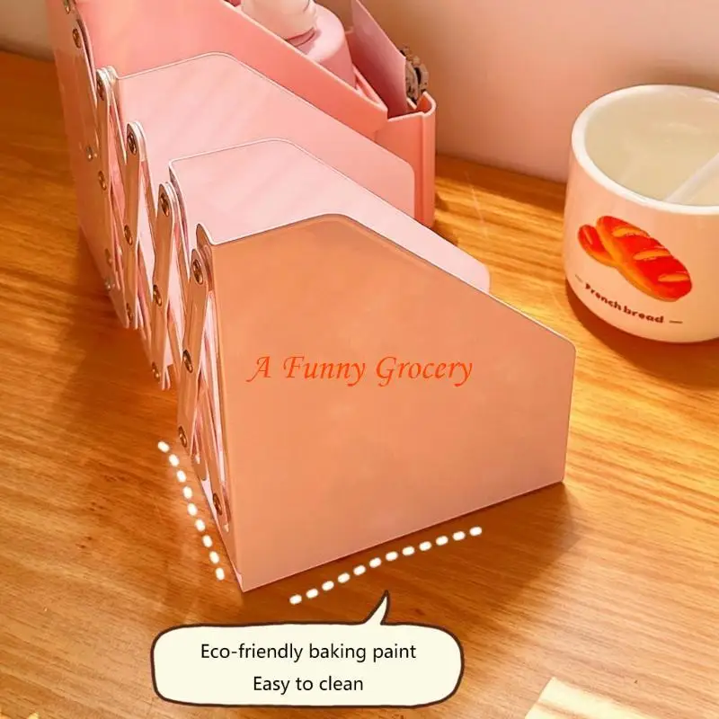 

652E Expandable Bookend Adjustable Desk Book End with Pen Cup and Drawer Space Saving Desk Bookend Book Magazine Stand