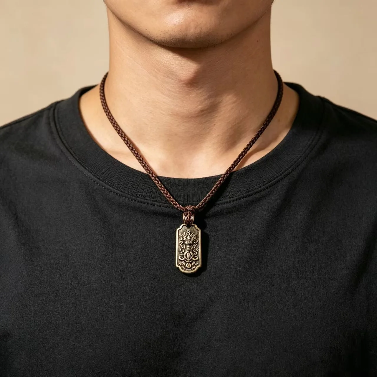 New Arrival Retro Flame Vajra Necklace Men Jewelry Trendy Amulet Safety Buckle Pendant Male Choker Accessories
