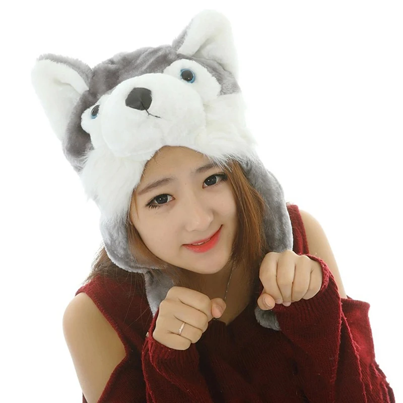 New Cute Wolf Plush Hat Cute Windproof Warm Hat Dress Up Winter Ear Protect Hat Gift Winter Beanie Hat for Boy Girl Adult view 5