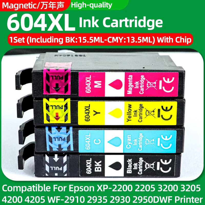 SET T604XL E604XL 604 Ink Cartridge T604 Compatible For Epson XP-2200 2205 3200 3205 4200 4205 WF-2910 2935 2930 2950DWF Printer