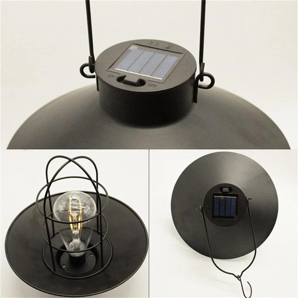 الرجعية فانوس للطاقة الشمسية لتزيين الحديقة في الهواء الطلق مقاوم للماء ضوء خمر مصباح للطاقة الشمسية لمبة التنغستن زخرفة للفناء #1