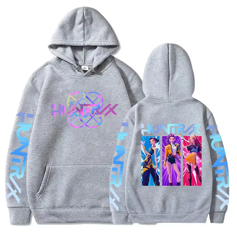 سويت شيرت شتوي مطبوع عليه Kpop Demon Hunters بأكمام طويلة وقلنسوة ملابس Hiphop Y2k