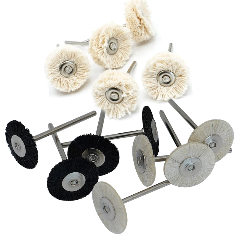 

5pcs Dental Polishing Brush Wheel Flat Grinder HP Shank Grinding Buffing Dentistry Material Wool Brush Pig Bristle Brush Head
