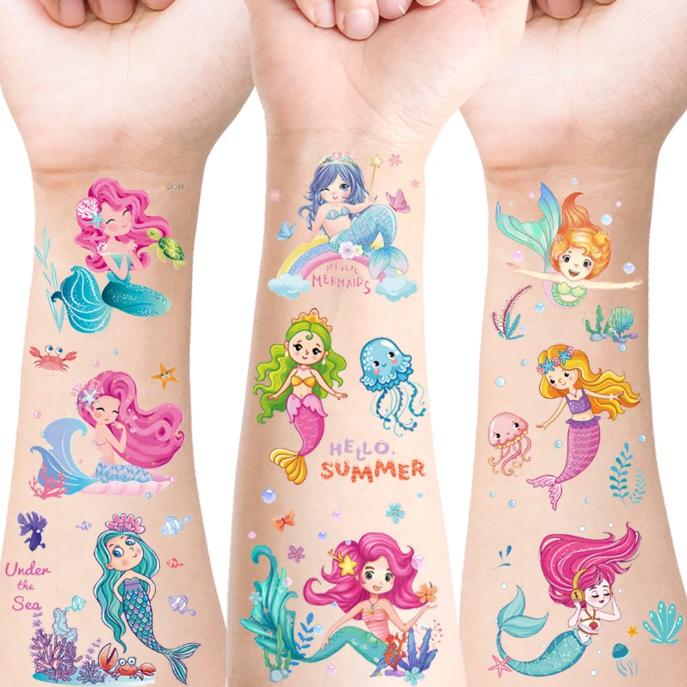 20 Sheets Mermaid Temporary Tattoos, Cute Ocean Fantasy Fairy Pattern Stickers, Last 2-5 Days, Great for Birthday, Slumber & Beach Mermaid Parties, Party Favors, Goodie Bag Fillers and Creative Gifts