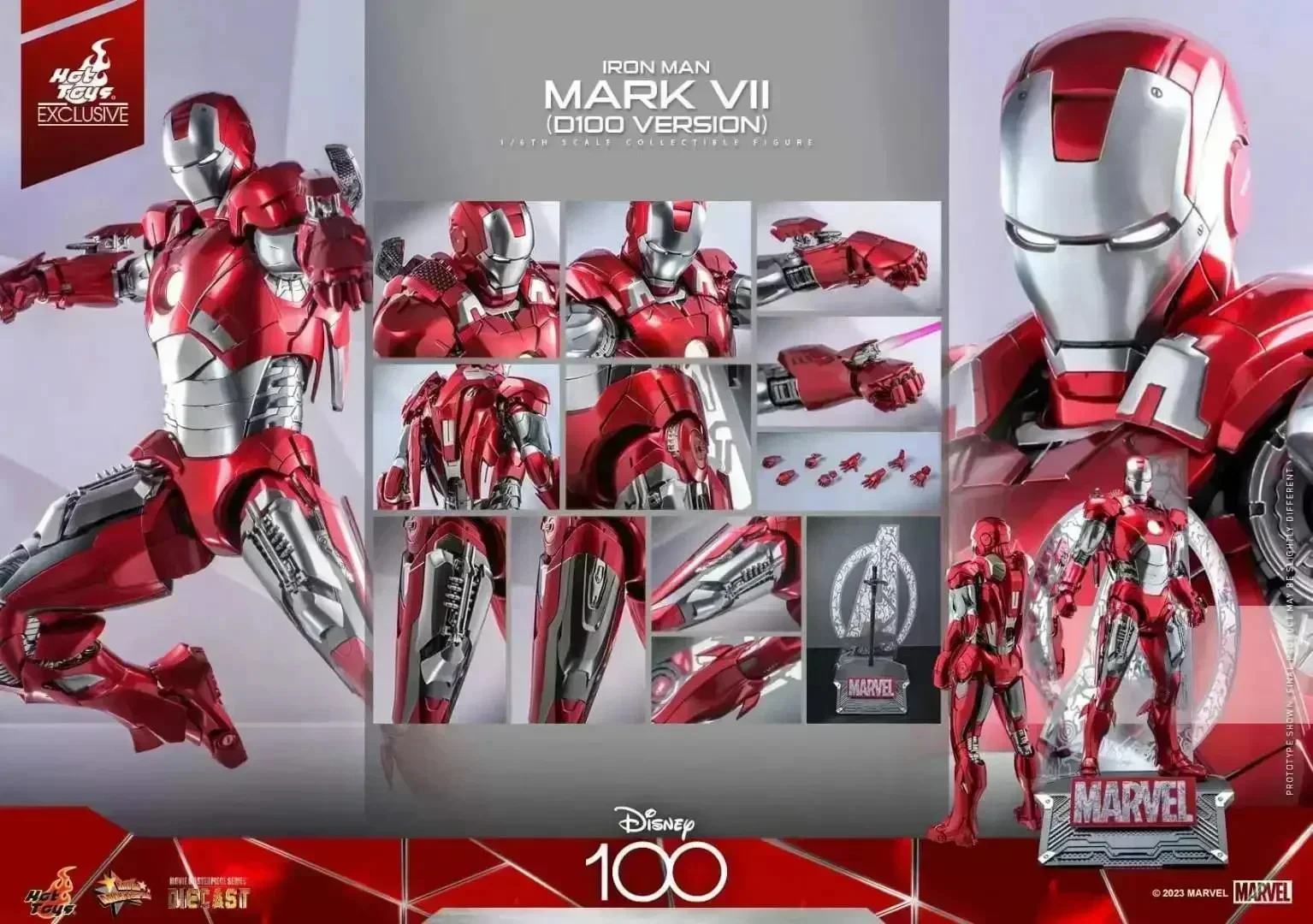 Hot Toys Ht D100 Edition Mms696 Alternative Color Mk7 Iron Man Mar 7 Limit Mk7 Anime Figure Kids Collectable Gifts