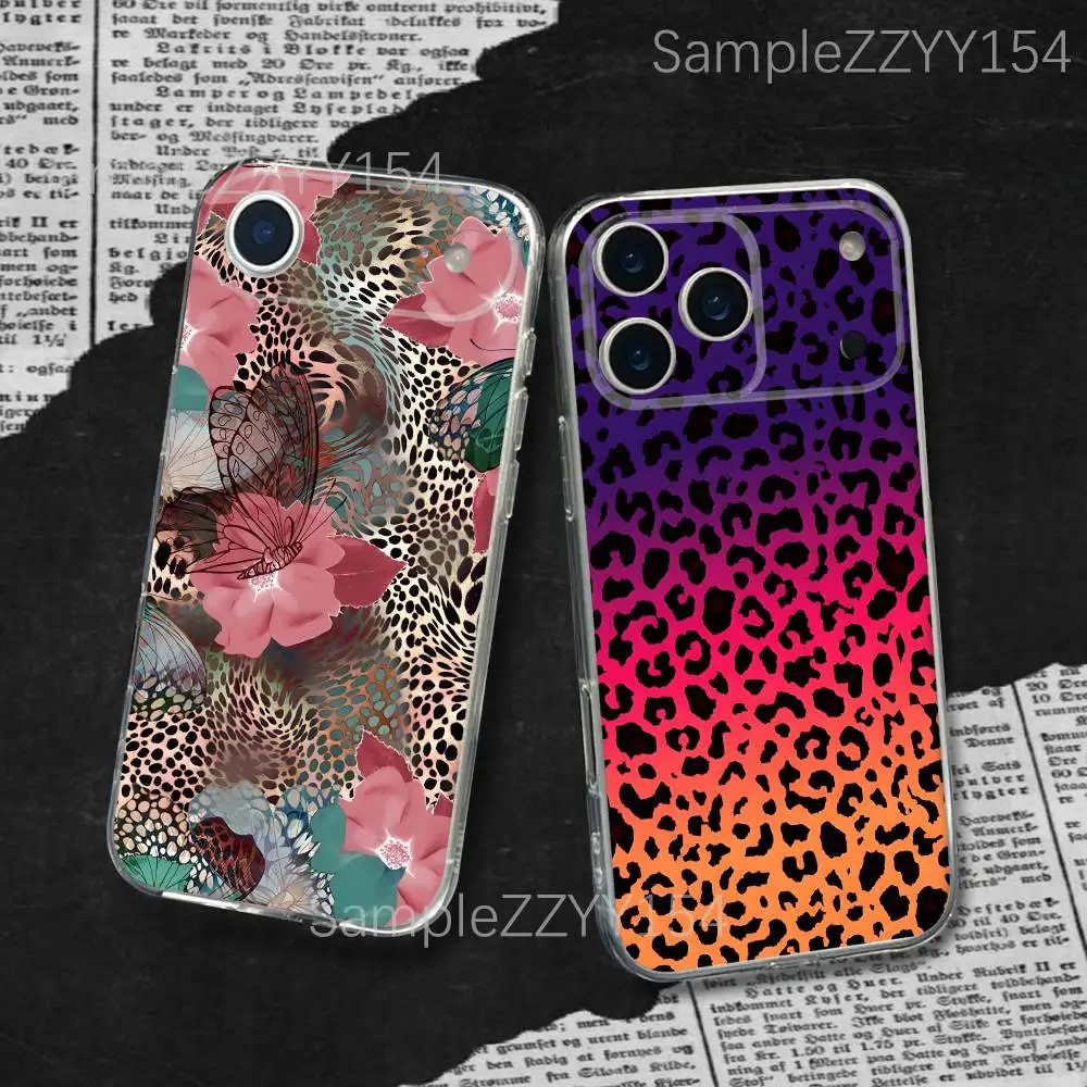 

Fashion Tiger Leopard Print For iPhone 17,16,15,14,13,12,11 Plus,Pro,Max,XR,XS,X,7,8 Plus,SE,Mini Transparent Soft Phone Case