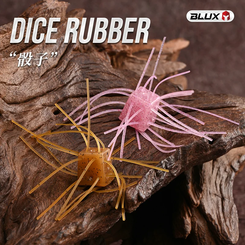 BLUX Dice Rubber 6pcs/lot Soft Bait 12mm 1.8g Handmade Power BFS Fishing Lure Silicone Worm Freshwater Bass Artificial Tackle