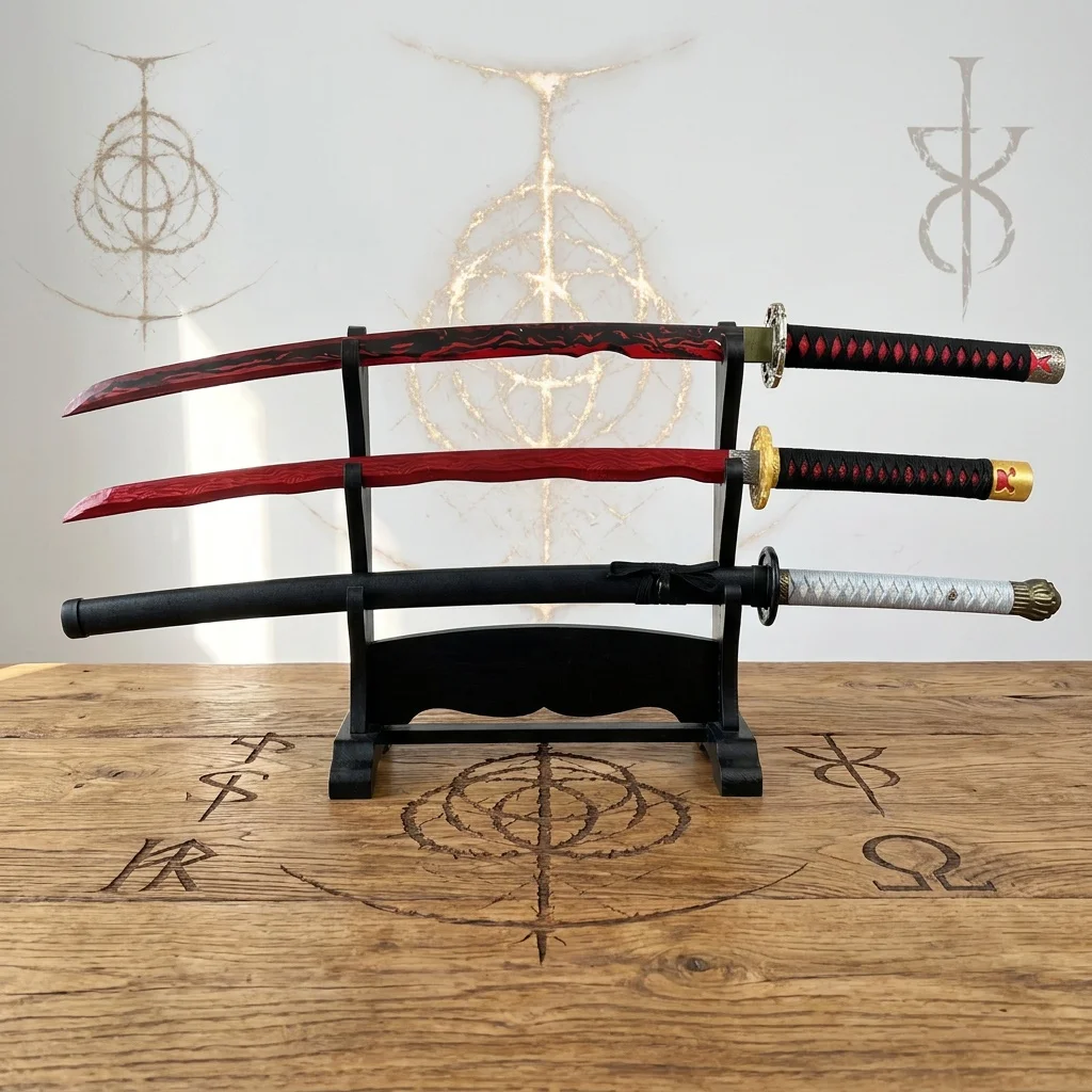 

39inch Elden Katana Moon Bamboo Blade Knife Anime Real Size Japanese Samurai Sabre Sword Model Cosplay Prop Home Decor Toy Gifts