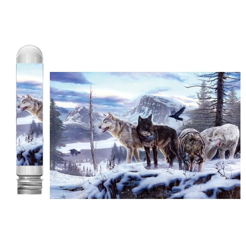

150PCS Mini Jigsaw Puzzle Set with Test Tube Decompression Toys Wolf Pack Design Adult Family Educational Decoration Toy