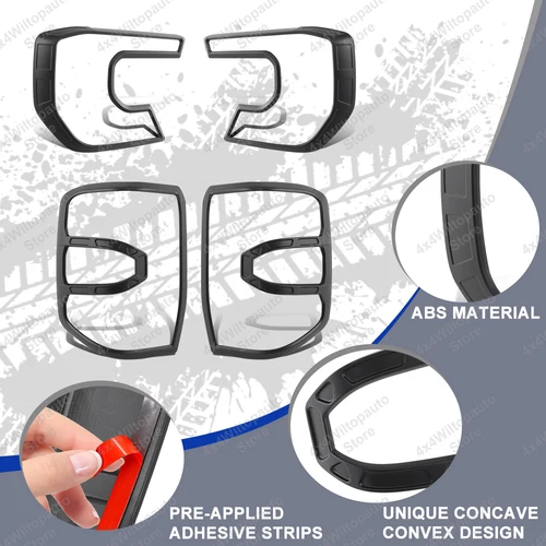 Imagen 2 del producto Cubierta de faro delantero, protector envolvente, embellecedor de luces delanteras, cubierta de luces traseras para Ford Ranger Next Gen T9 Raptor 2023, accesorios para coche