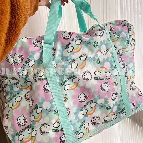 

Kawaii Sanrio Hello Kitty, милый мультфильм, аниме, легкая складная сумка для хранения багажа, большая вместительная дорожная сумка, подарки для девочек, игрушки