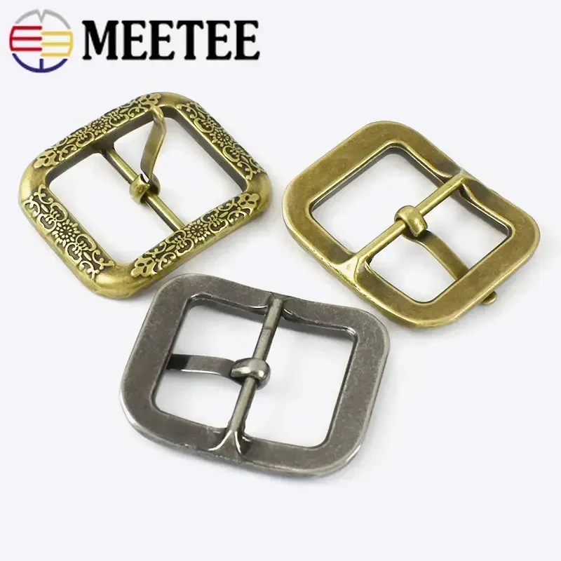 Meetee 2/5Pcs 20/35mm Vintage Ancient Silver Brass Belt Buckles Metal Pin Buckle Head Leather Band Clasp Decoration Accessories