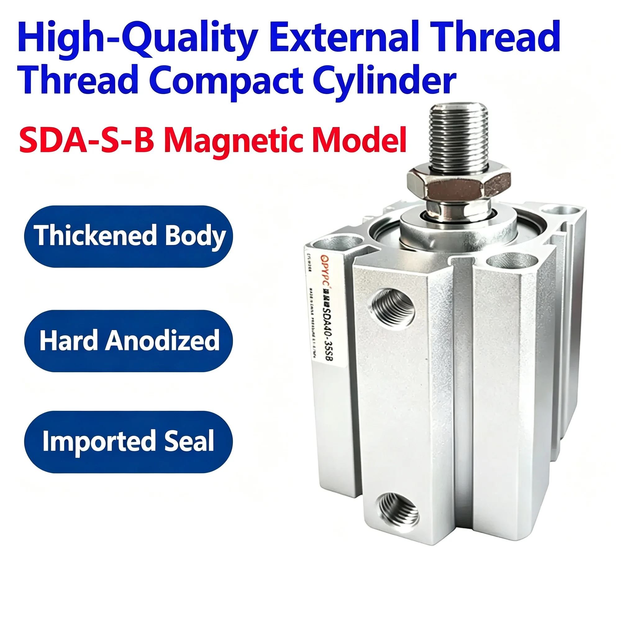 Pneumatic Compact Thin Cylinder SDA B Series Male Thread Bore 12 16 20 25 32 40 50 63 80mm Stroke 5 10 20 25 30 40 45 50mm Air