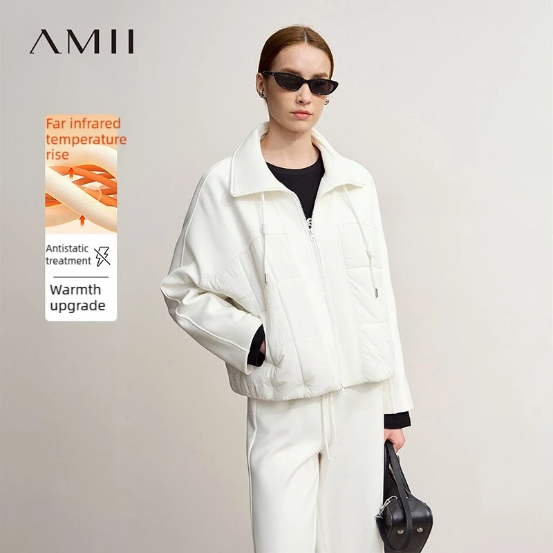 

Amii Jackets For Woman 2025 Winter New Casual Turtleneck Loose Non-elastic Warm Padded Jacket Zipper Women's Outerwear 12544096