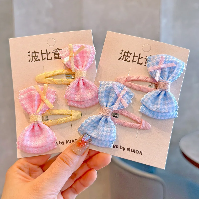 

Spring Summer New Plaid Bow BB Hair Clips for Girls Cute Sweet Versatile Toddler Barrettes Baby Daily Headwear Accessory