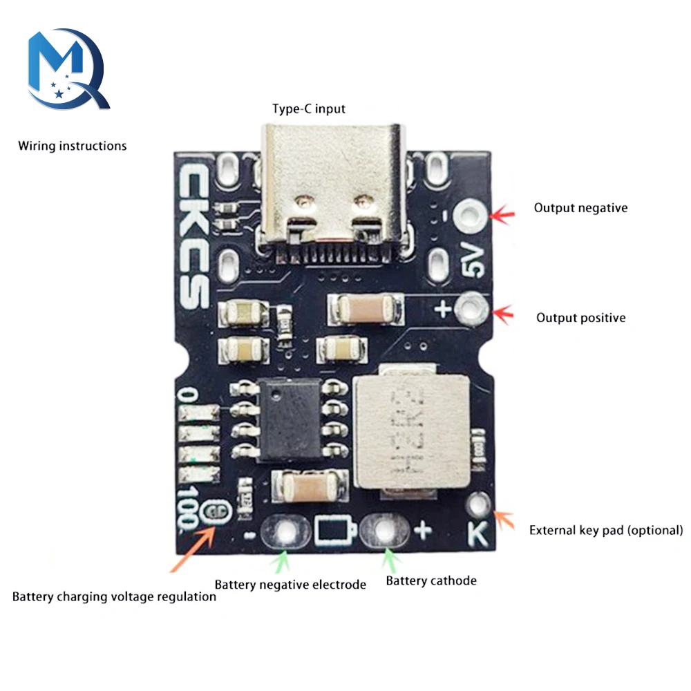 USB Type-C 5V 2A Lithium Battery Charge and Discharge Module USB Input Boost Converter Step-Up Power Bank Module