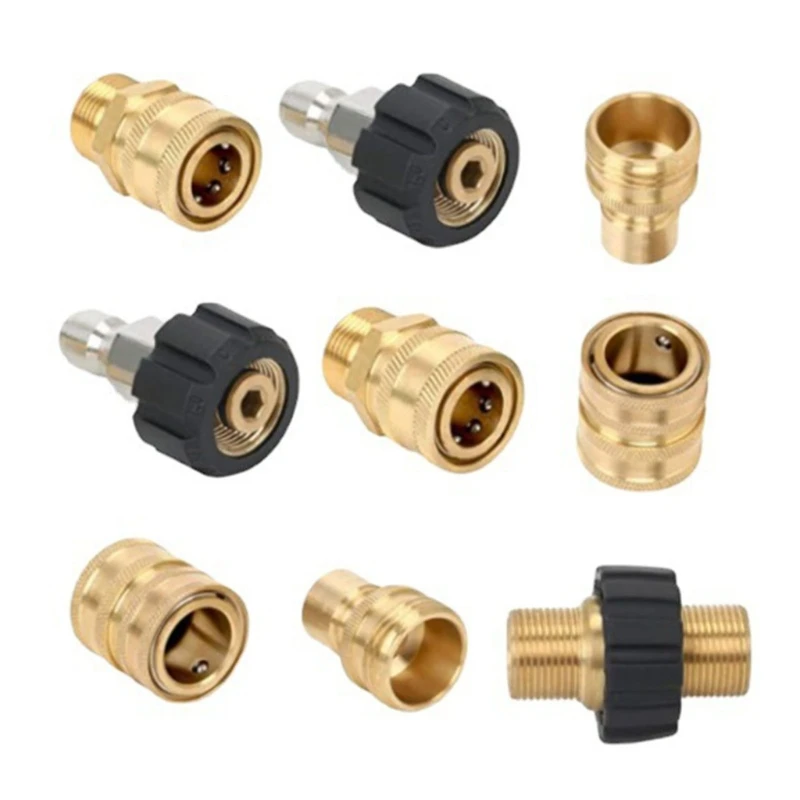 

9PC Pressure Washer Adapter Set M22 Metric Quick Connector 14mm Inside Diameter Dropship