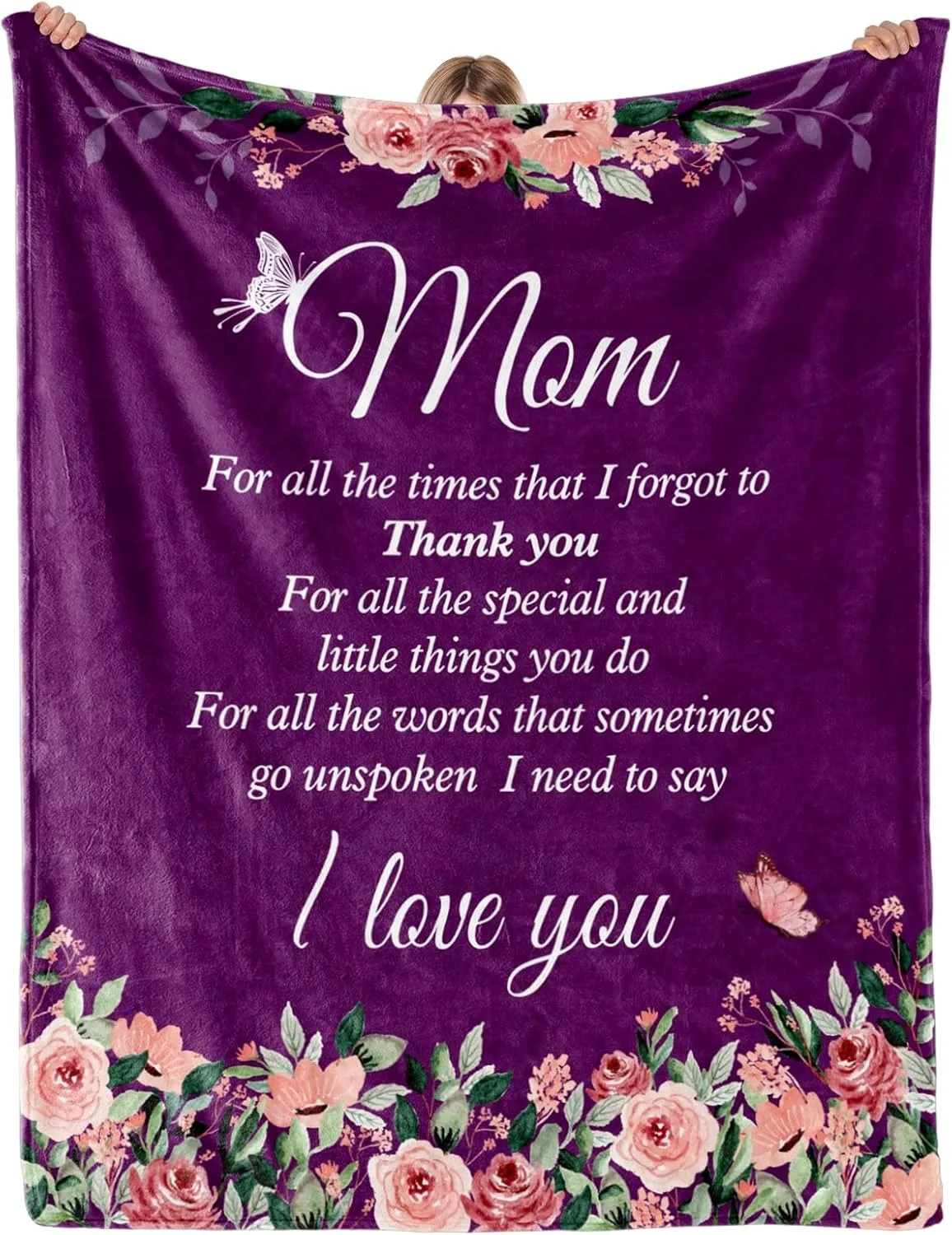 

Gifts for Mom from Daughter Son Letter To Mom Soft Flannel Throw thin Blanket Mother's Day Birthday Gifts for Elder all season