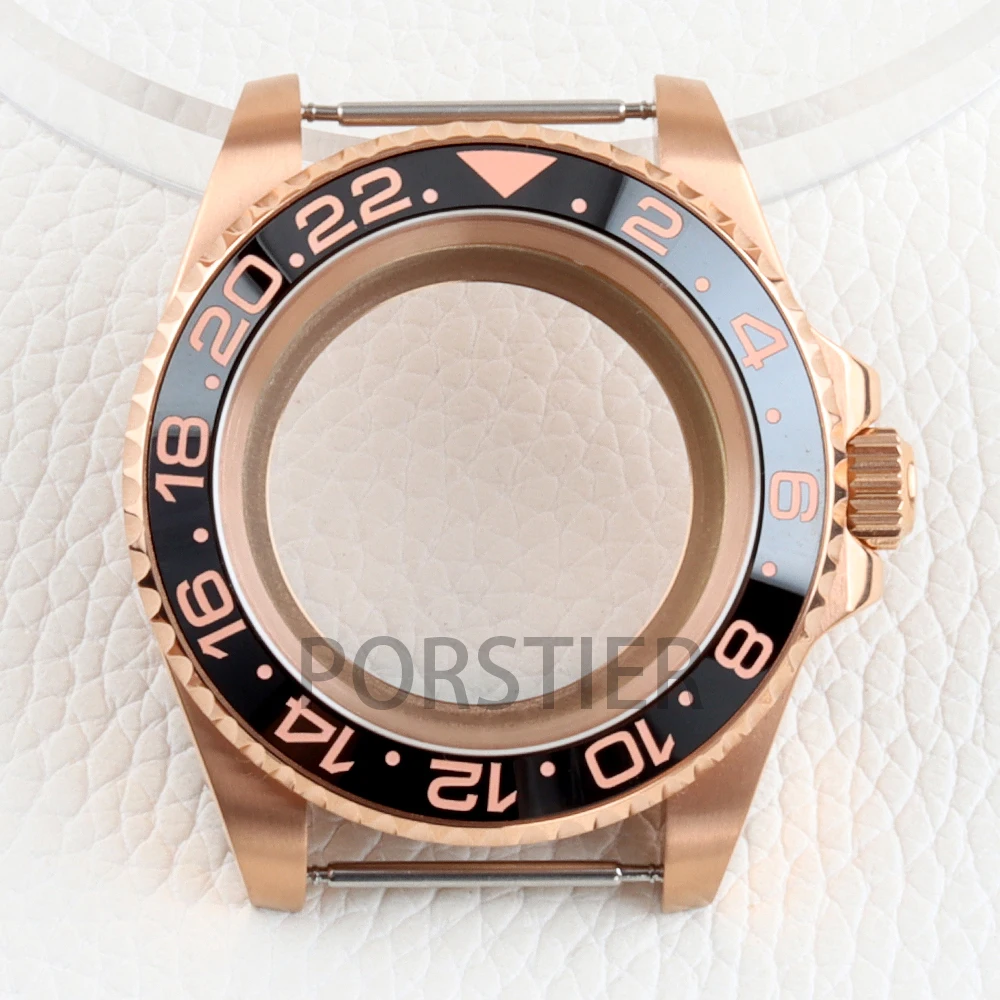 Rose Gold NH35 Watch Case 40mm Sapphire Glass Solid 316L Stainless Steel for Yacht-Master SUB GMT NH34 NH35 NH36 NH38 Movement
