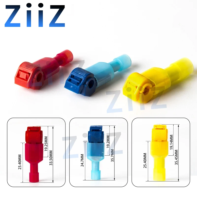 10 30 100Pcs T-Tap Connector Quick Electrical Cable Connector Snap Splice Lock  Waterproof Crimp Wire Terminal blue yellow red