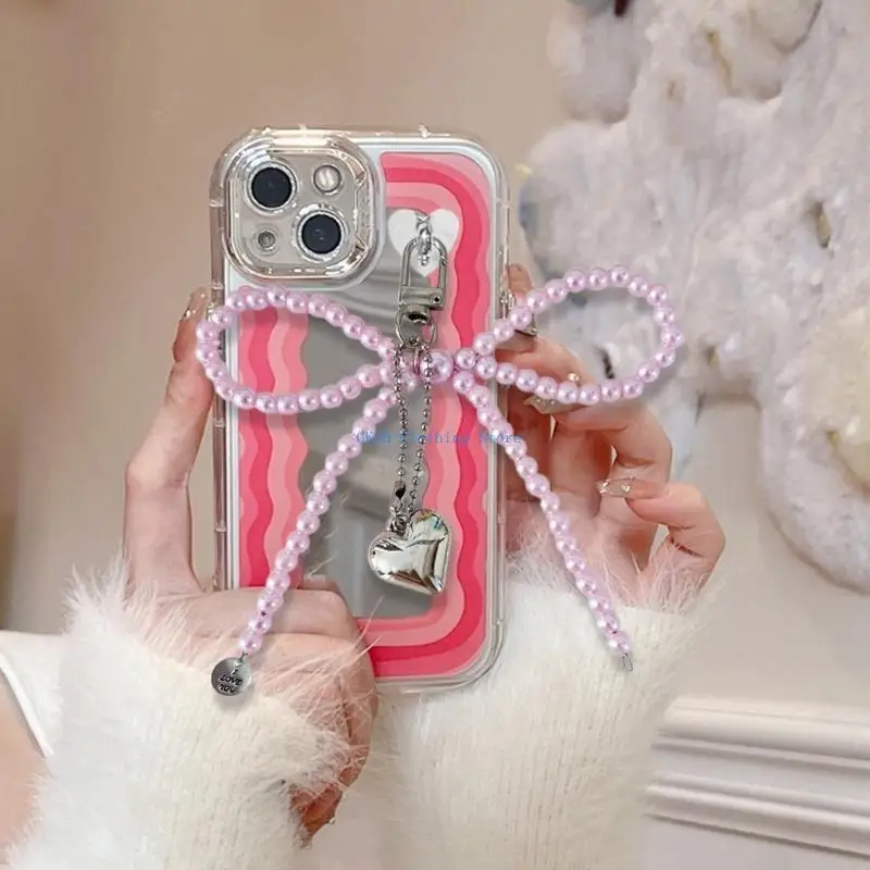 N0PE Handmade Sweetheart Pearls Keyring with Bowknot Women's Backpack Ornament Gift